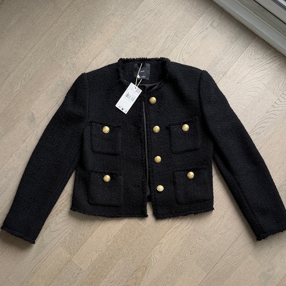 Black Tweed Jacket with Gold Buttons - Size Small - Picture 2 of 9